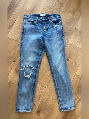VERVET by Flying Monkey Light Blue Distressed Skinny Jeans